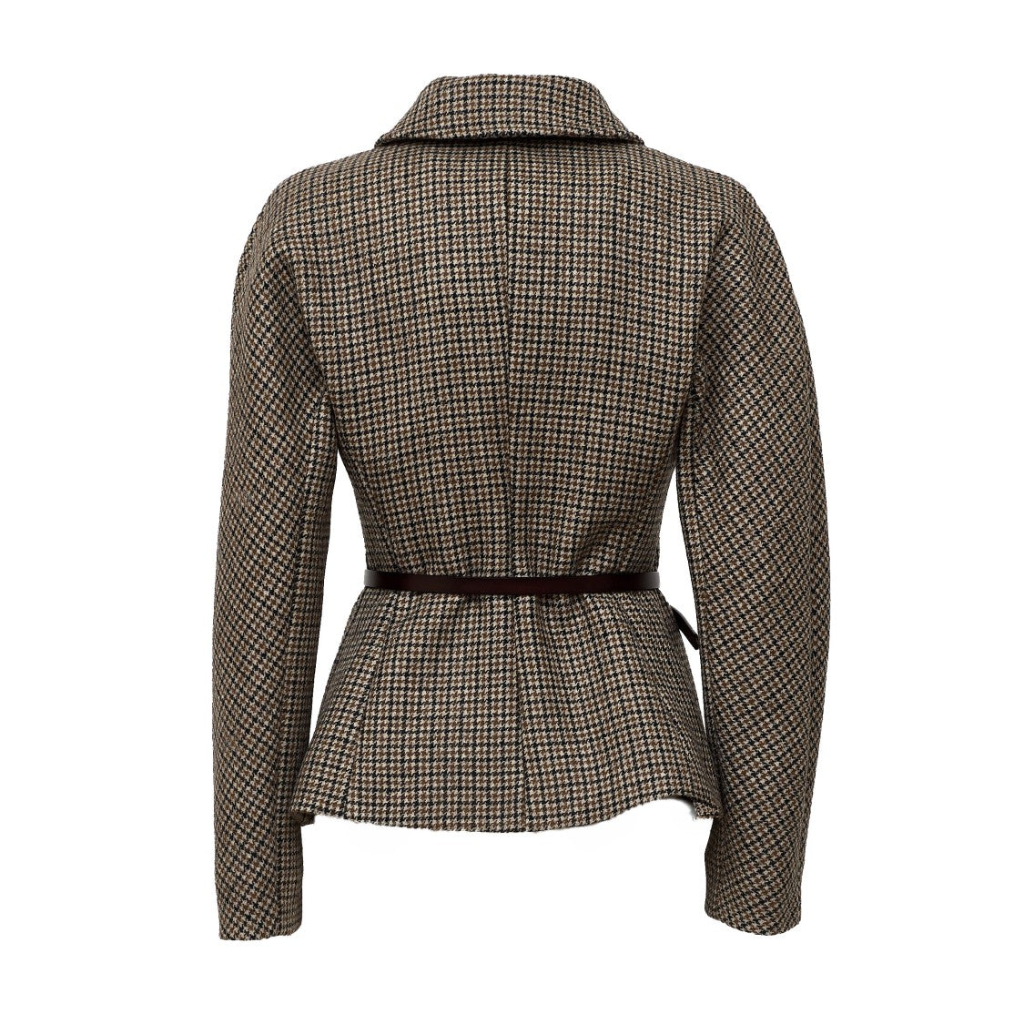 Parosh Pied De Poule Tailored Leather Belt Blazer