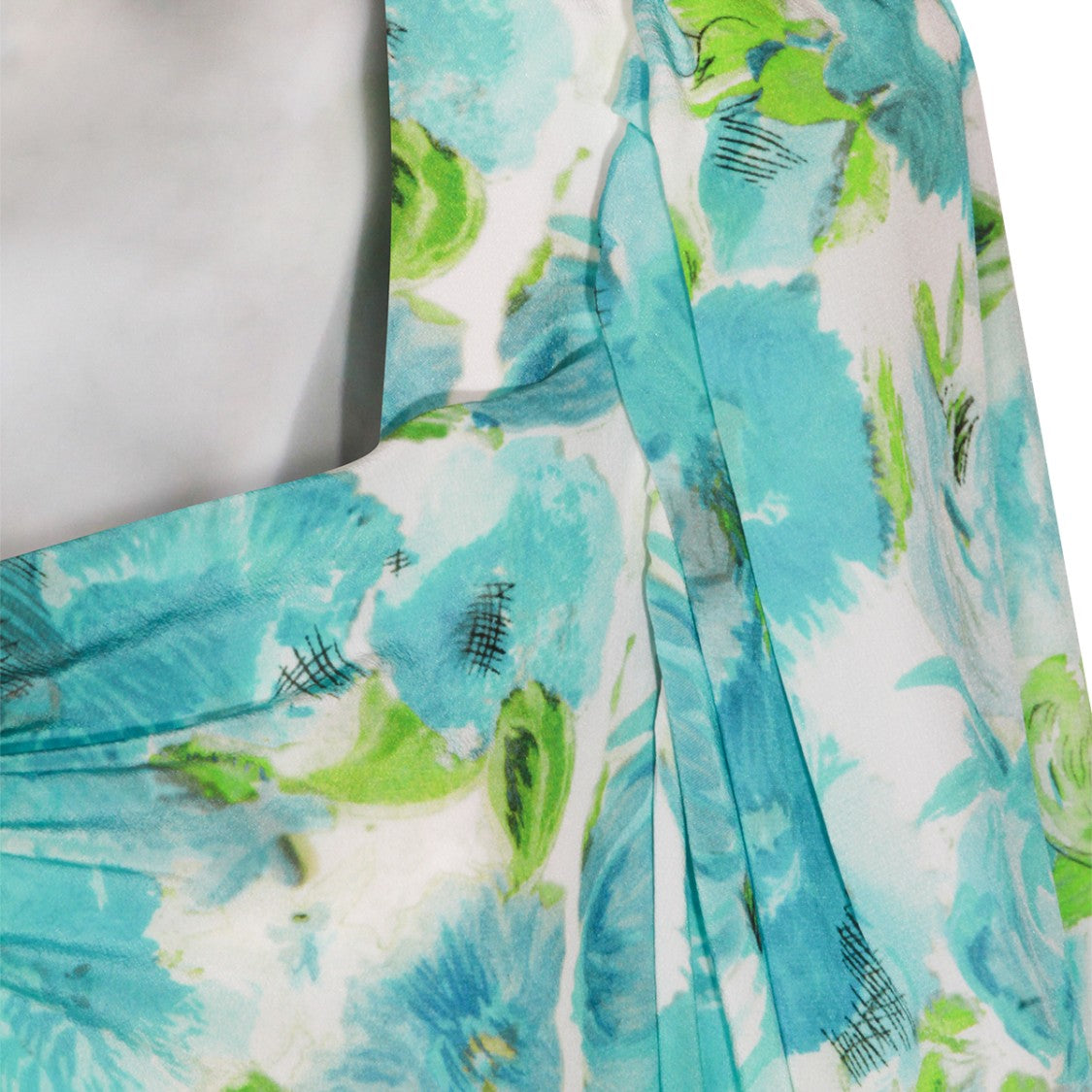 Chloé Floral Print Silk Dress With Draped Asymmetrical Skirt