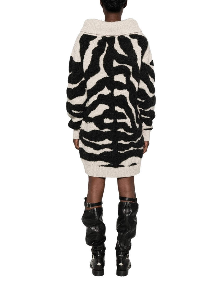 Moschino Zebra Stripe Turtleneck Knit Dress