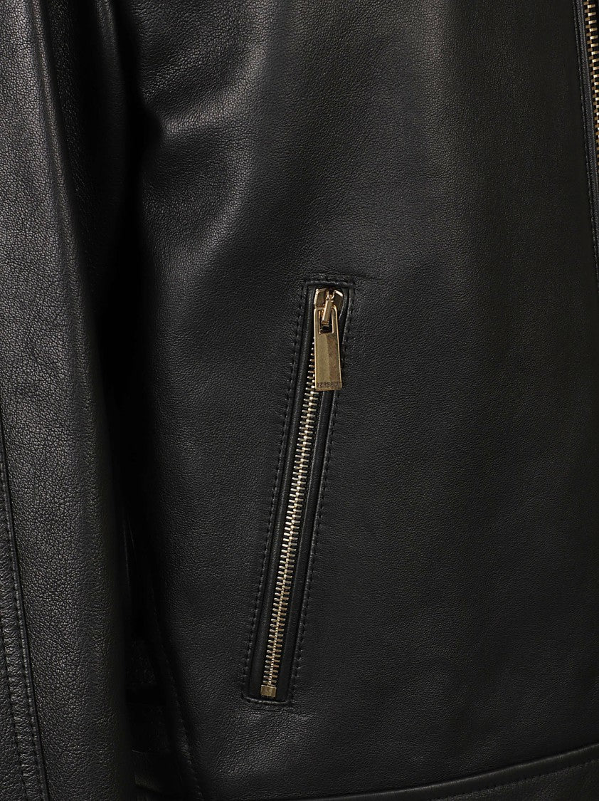 Versace Black Lambskin Leather Jacket