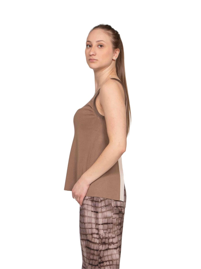 Elisabetta Franchi Scoop Neck Contrasting Back Stripe Top