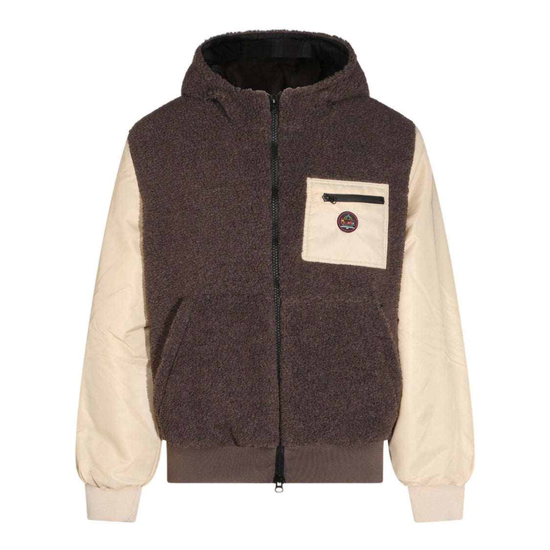 Maunakea Dark Brown Cream Sleeve Fleece Jacket