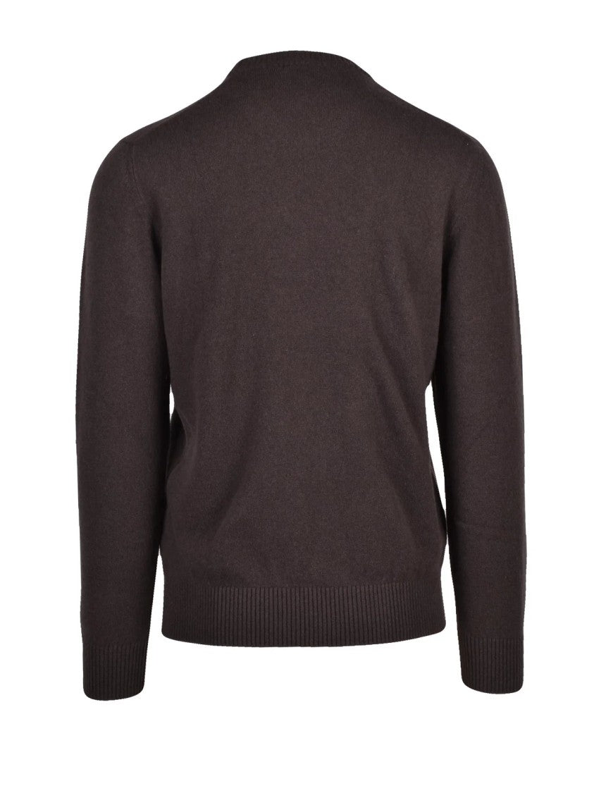 Jurta Brown Merino Wool-Cashmere Blend Crewneck Sweater