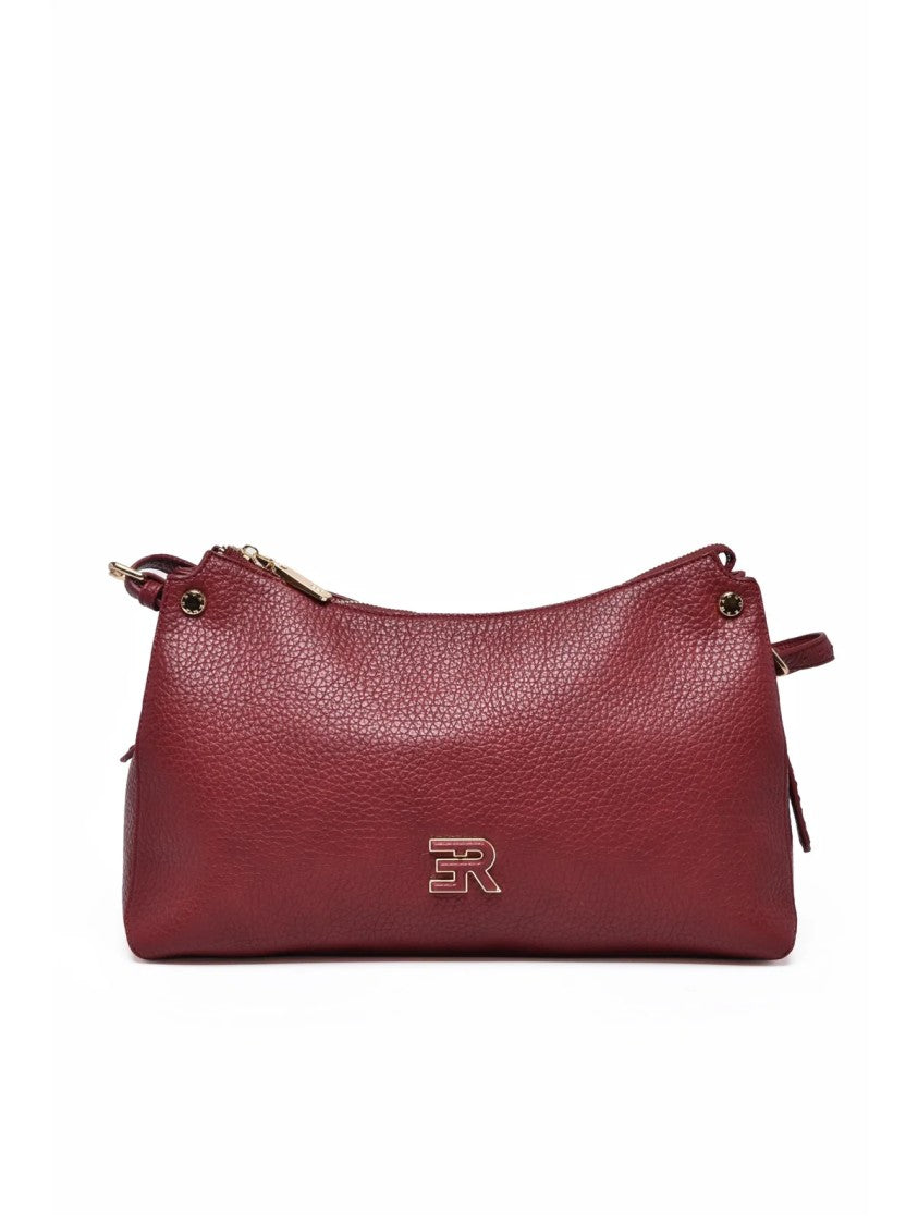 Ermanno Firenze Textured Red Polyurethane Unity Shoulder Bag