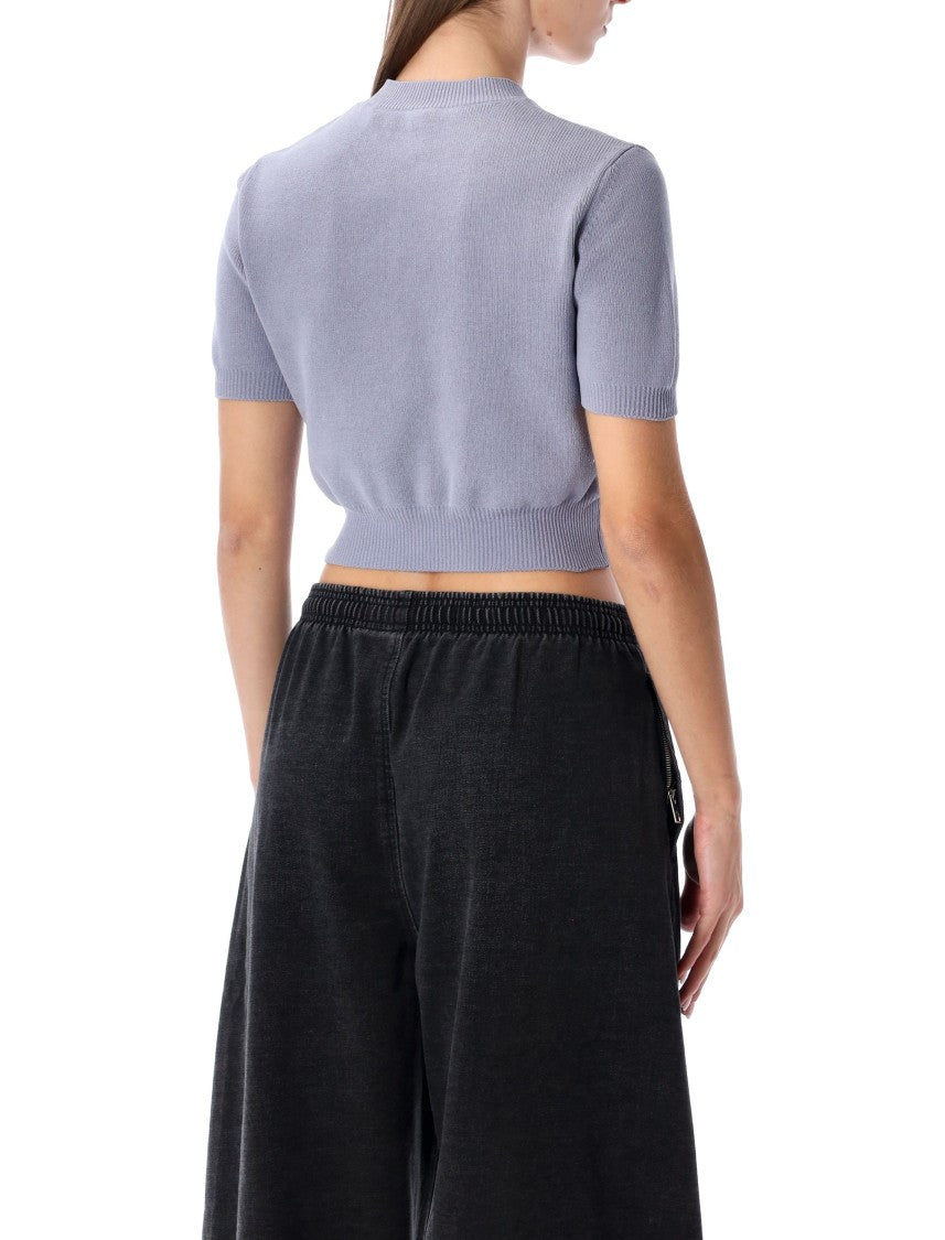 Alexander Wang Cropped Ribbed Chenille Sweater With Logo