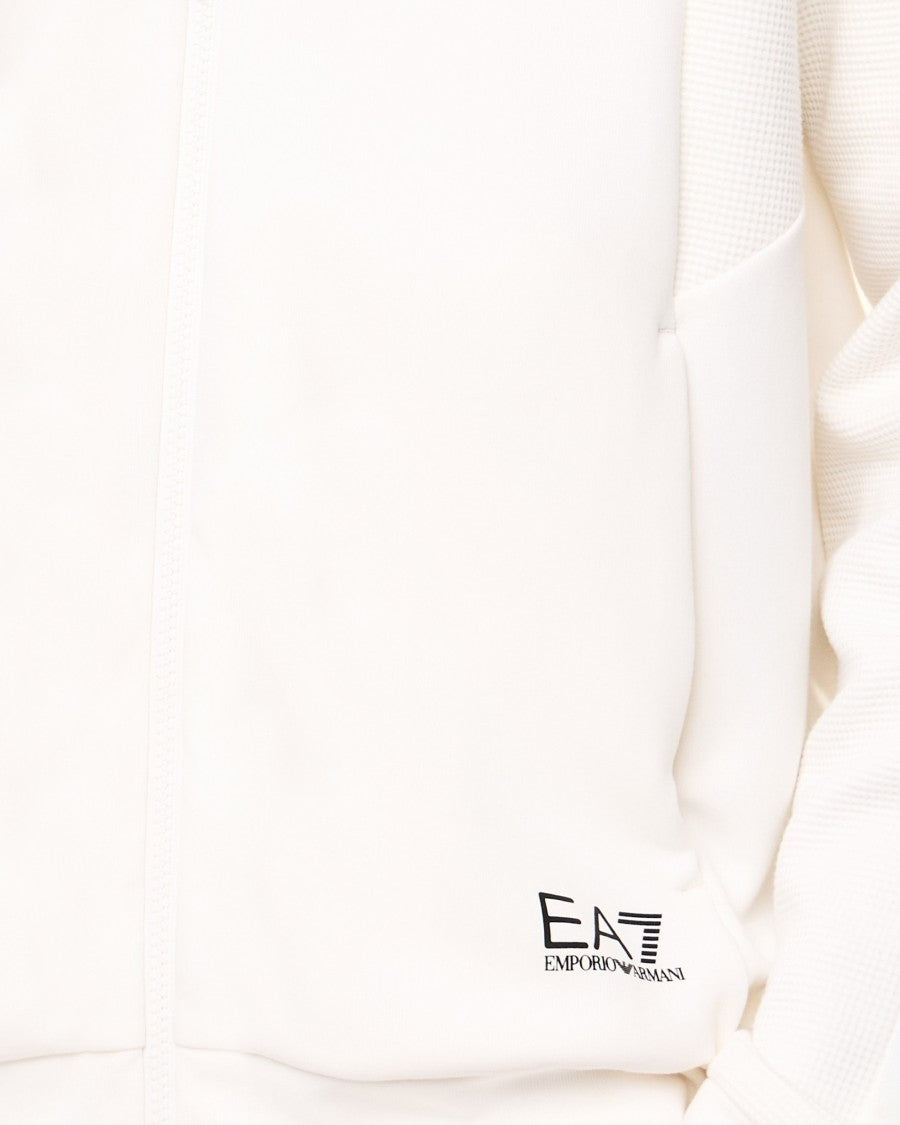 Ea7 Emporio Armani Zip-Up Hoodie With Mesh Inserts And Logo Detail