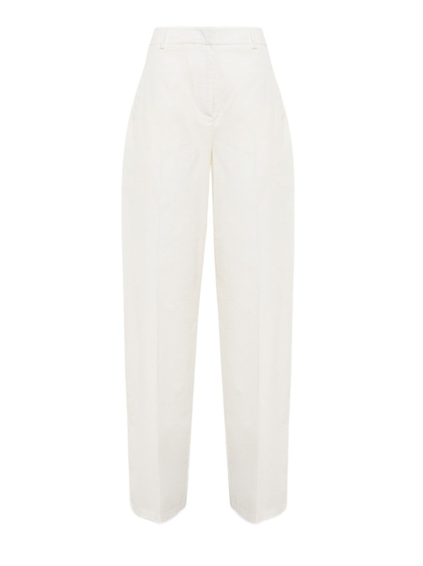 Blugirl White Straight-Leg Trousers With Pressed Crease And Functional Pockets