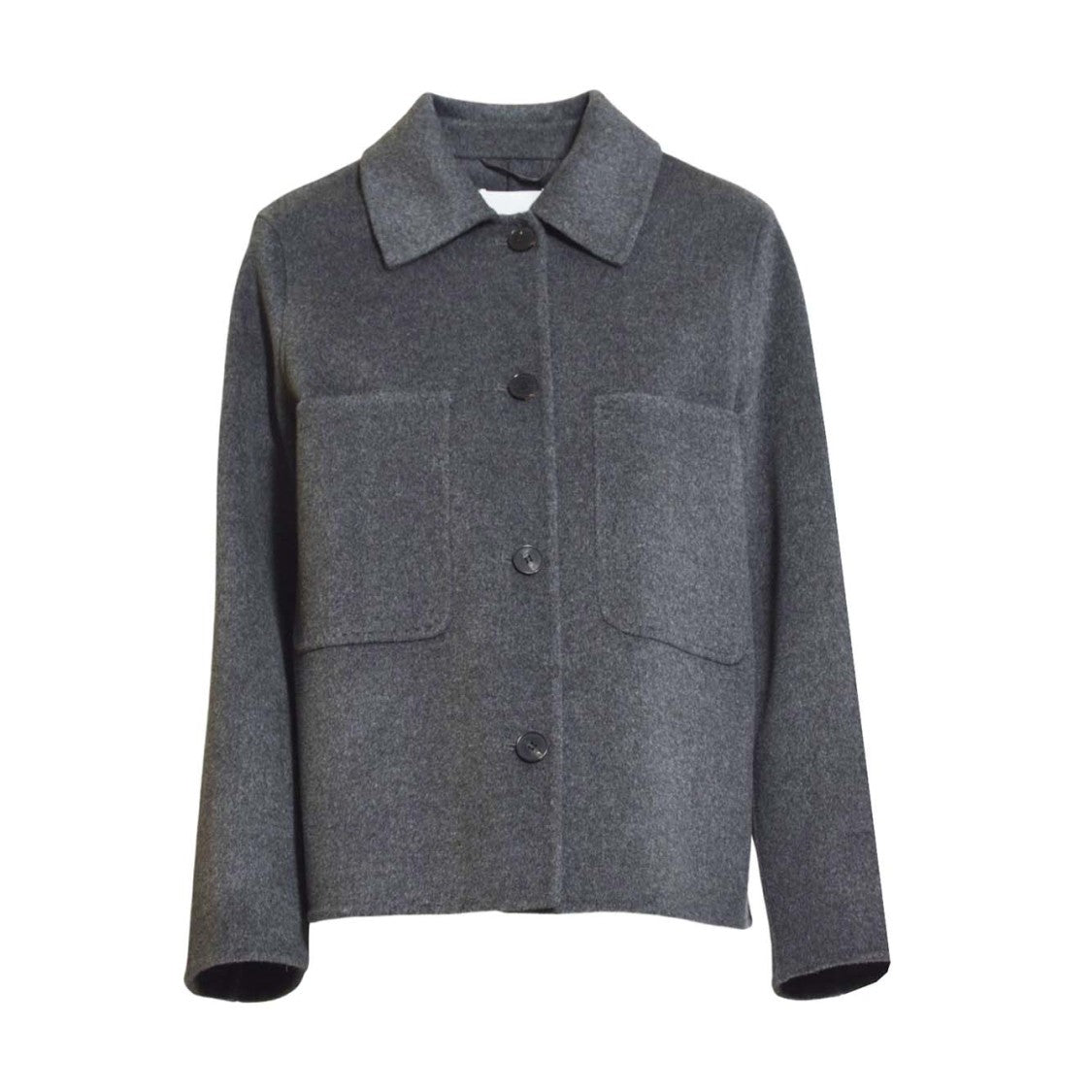 Solotre Tailored Short Coat In Deep Anthracite With Clean Lines