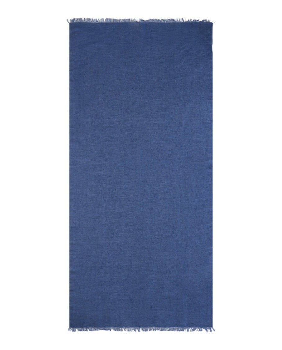 Brioni Silk Blend Scarf With Embroidered Logo And Fringe Trim