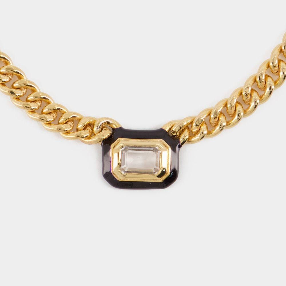 Missoma Black Stone And Enamel Necklace - Gold - Metal