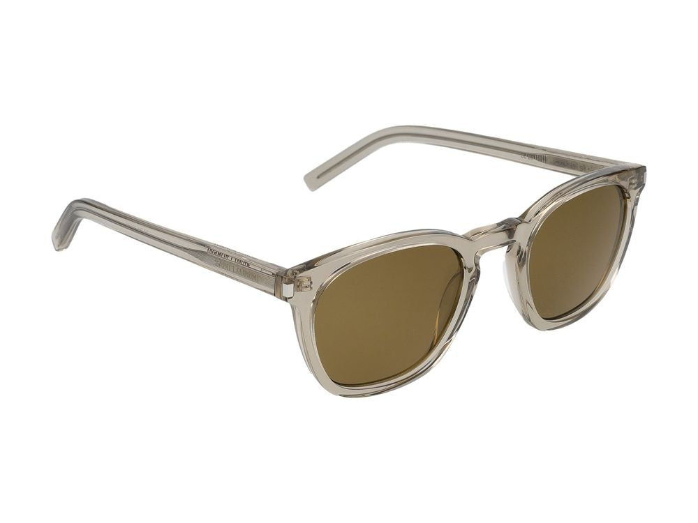 Saint Laurent Beige Translucent Acetate Square Sunglasses