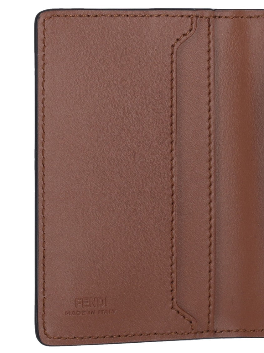 Fendi "Squared Ff" Bi-Fold Card Holder – Brown