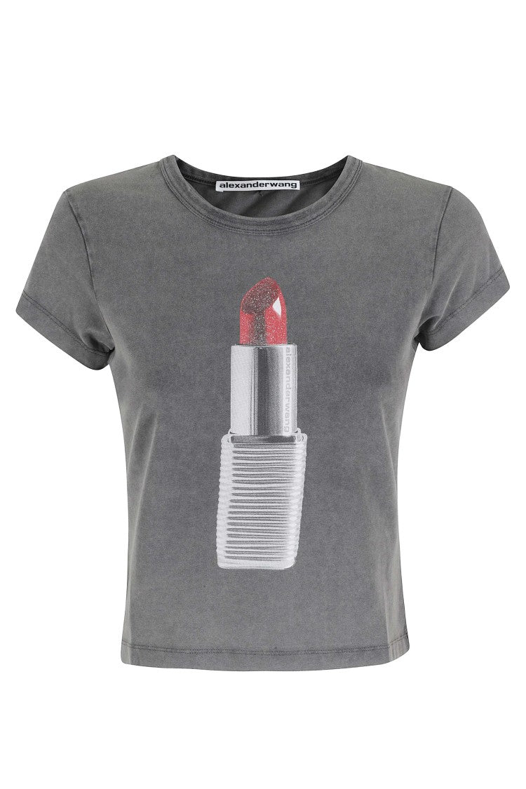 Alexander Wang Black Washed Baby Graphic-Printed Cotton-Blend T-Shirt