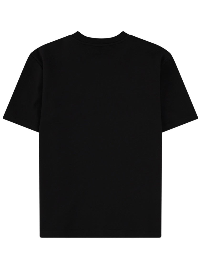 Msgm Black Logo Embroidered Cotton T-Shirt