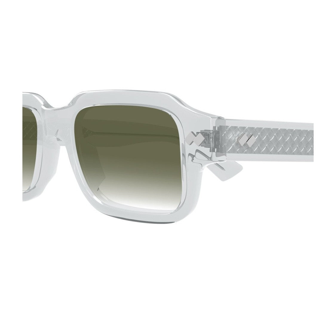 Bottega Veneta Grey Intrecciato Acetate Woven Rectangular Sunglasses