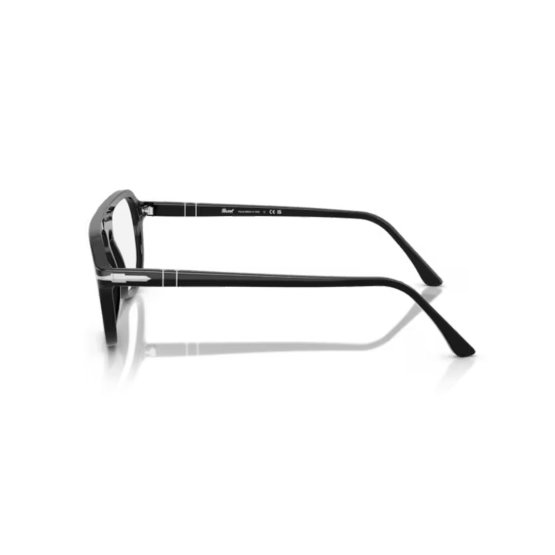 Persol 0Po3368v Polished Black Acetate Aviator-Inspired Sunglasses With Silver Accents