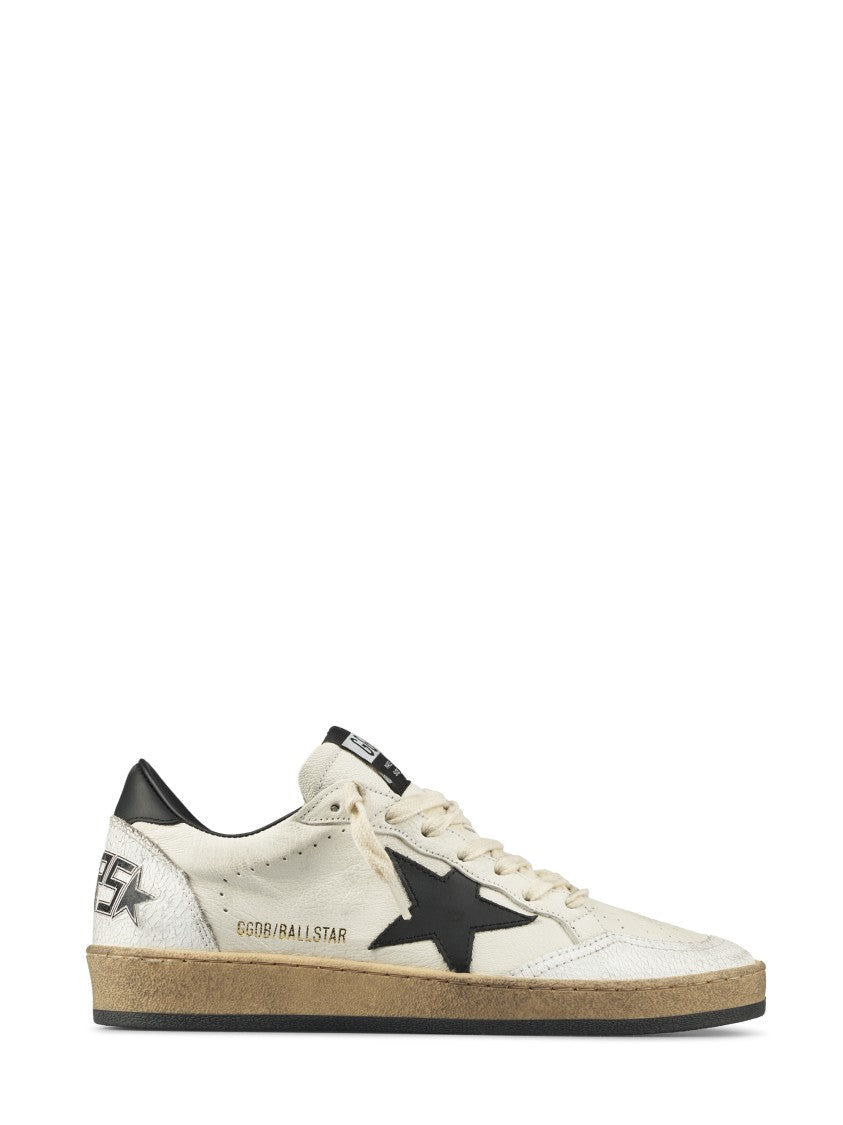 Golden Goose Distressed White Leather Low-Top Sneakers With Cracked Details