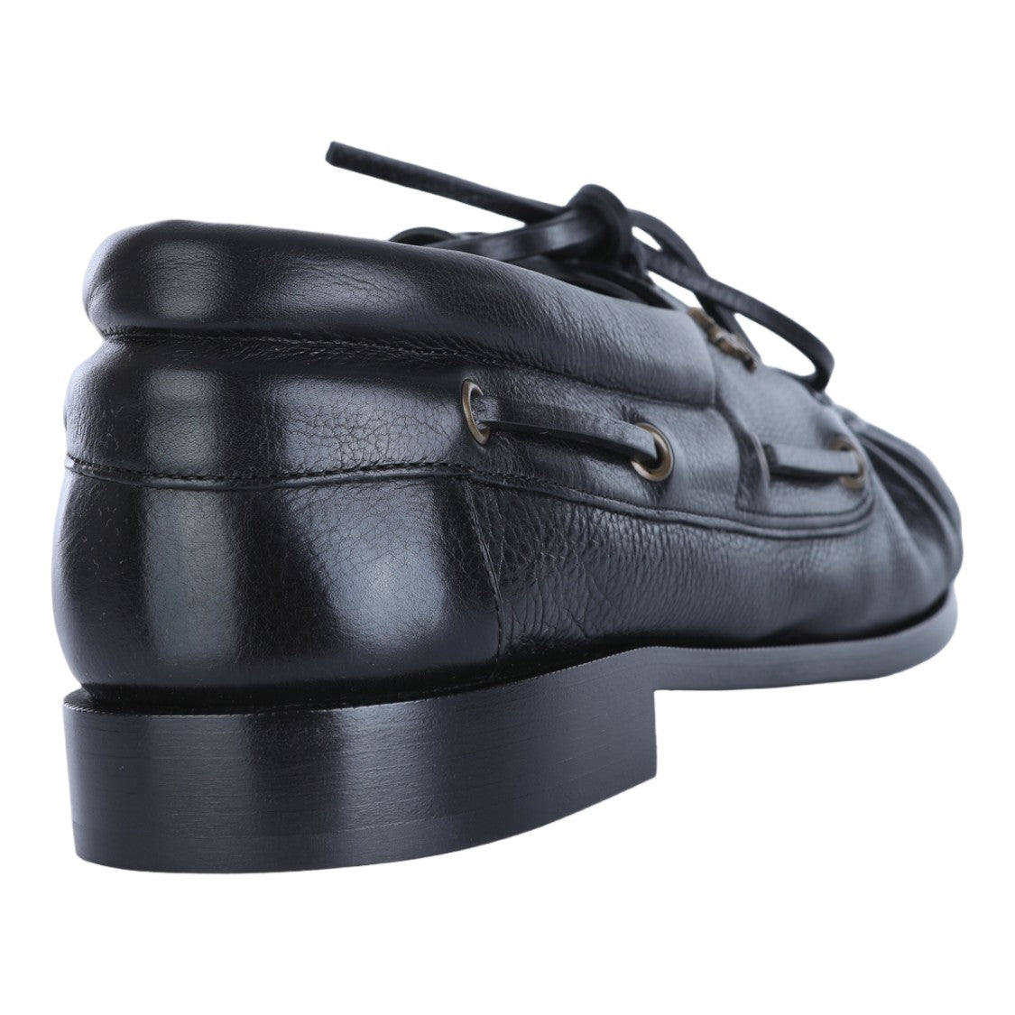 Saint Laurent Black Gathered Leather Metallic Accent Loafers