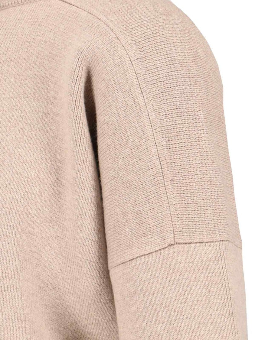Fear Of God Knitted Hoodie In Beige Wool Engraved Logo Tag