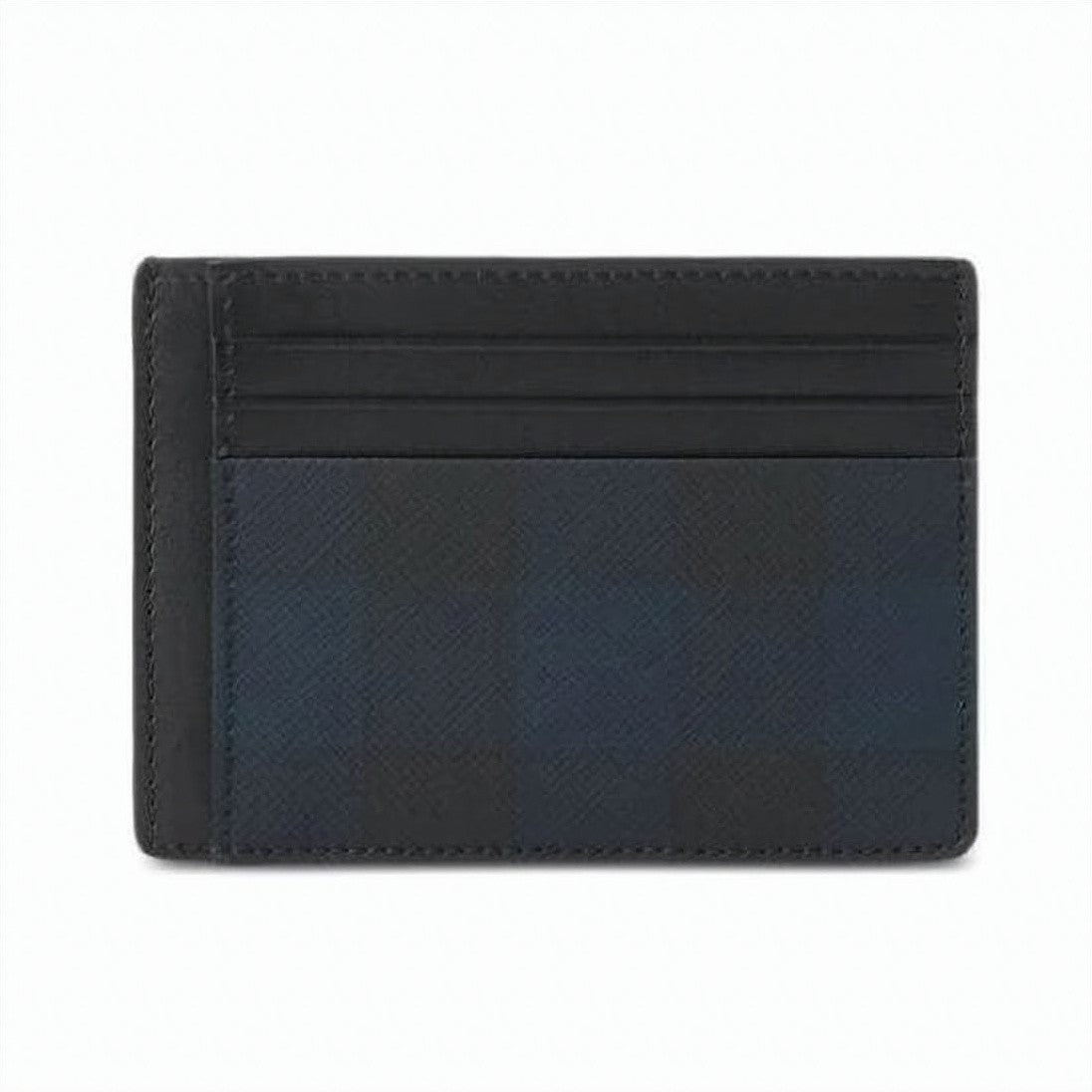 Burberry Textured Black Card Wallet With Subtle Checkered Detail
