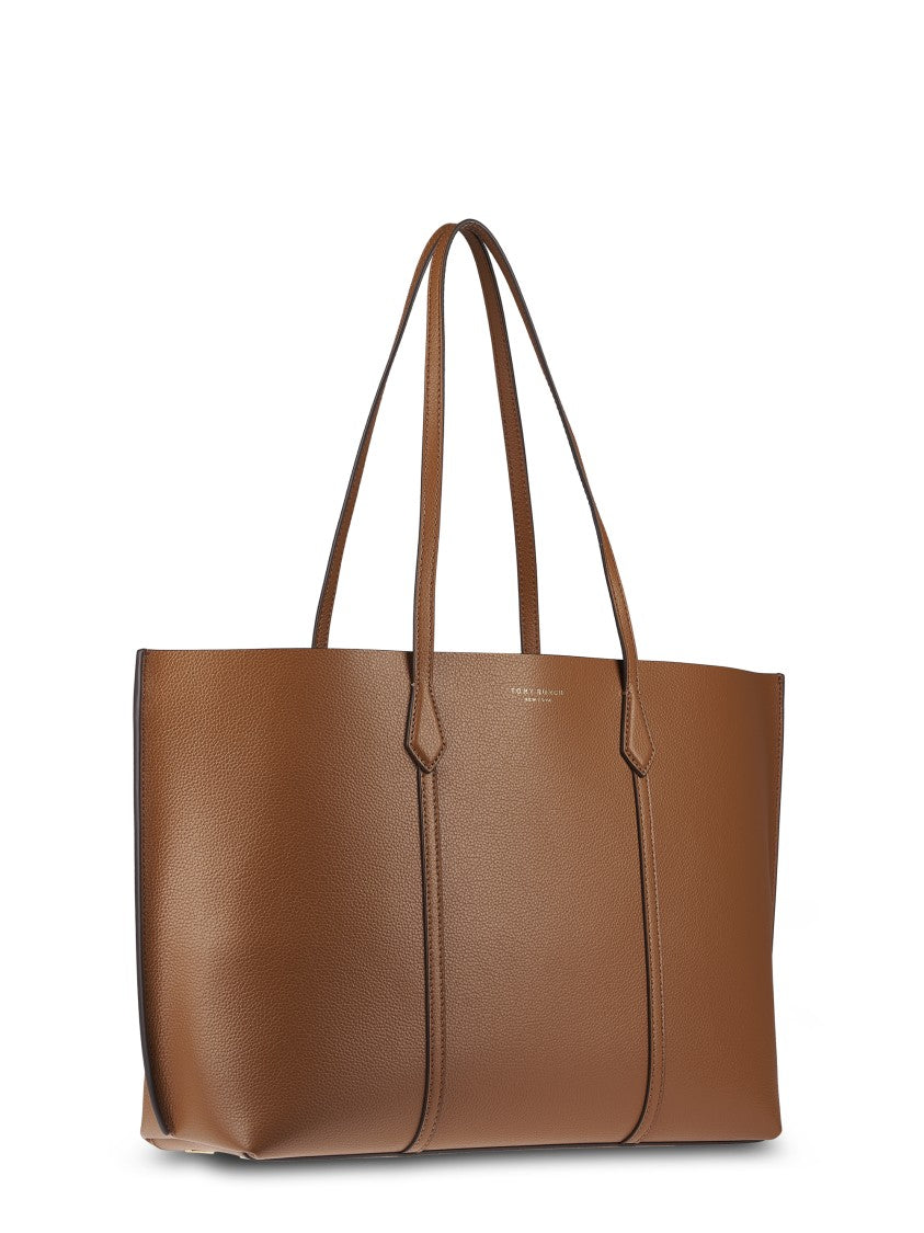 Tory Burch Structured Brown Leather Tote With Refined Details