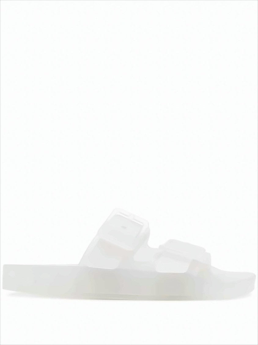 Balenciaga Translucent Rubber Slide Sandals With Adjustable Buckle Straps