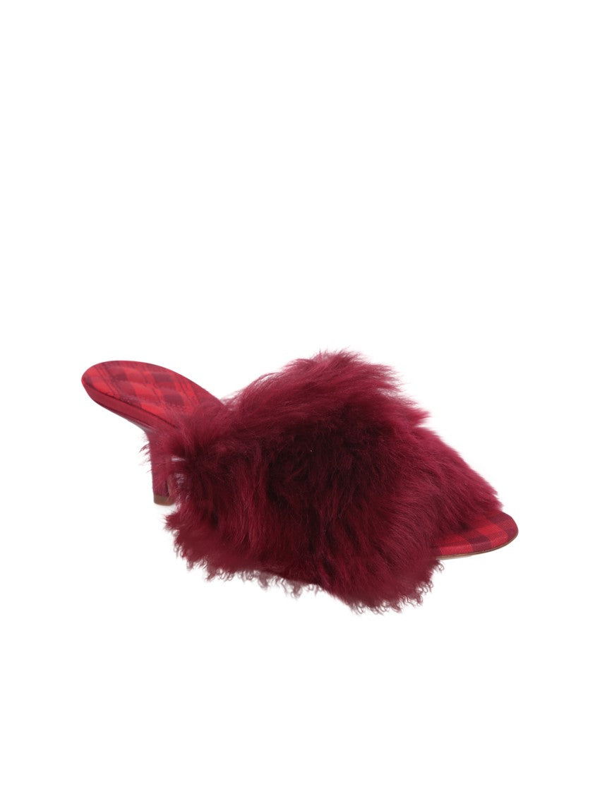 Burberry Red Fur Sandals