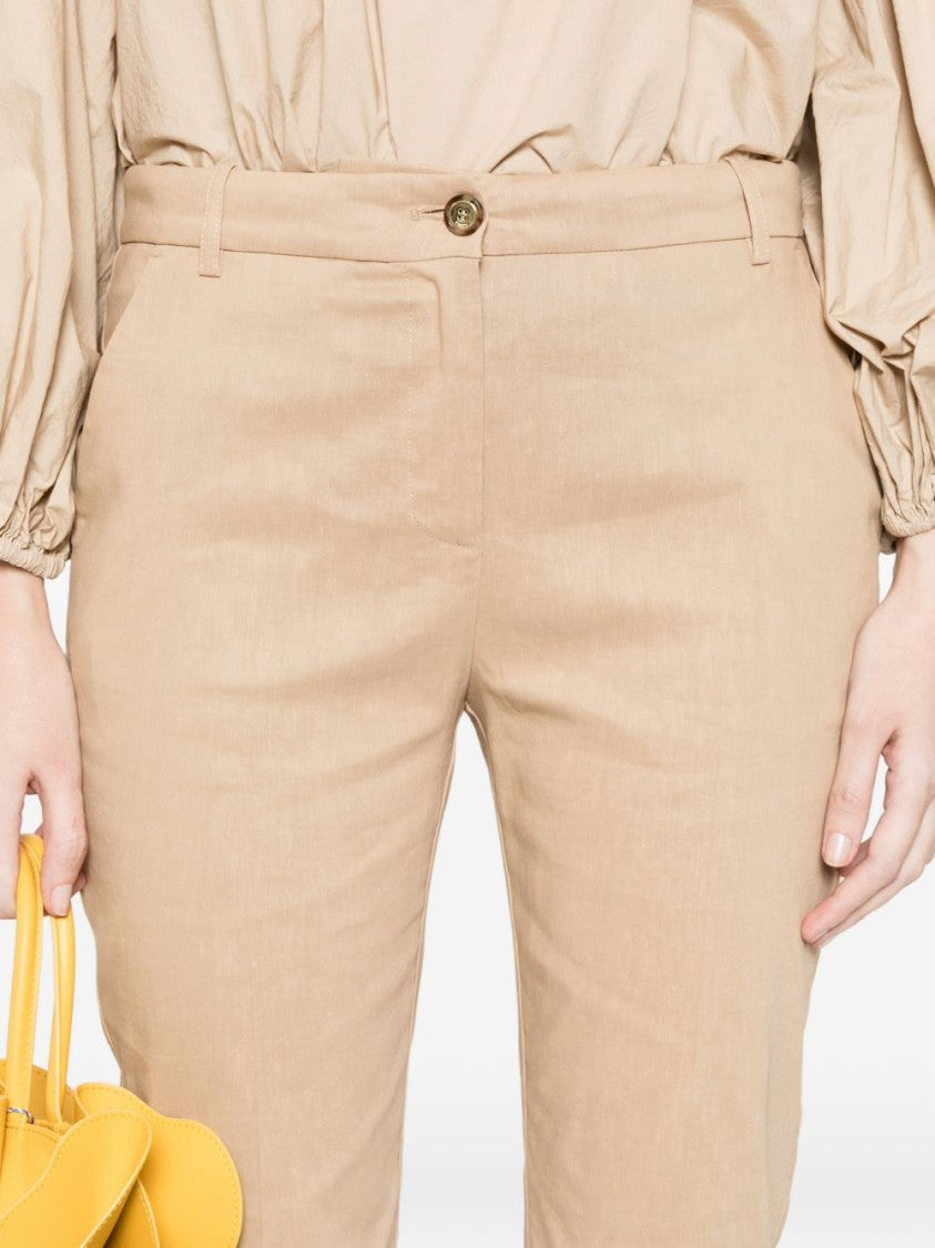 Pinko Straight-Leg Beige Trousers With Tailored Finish