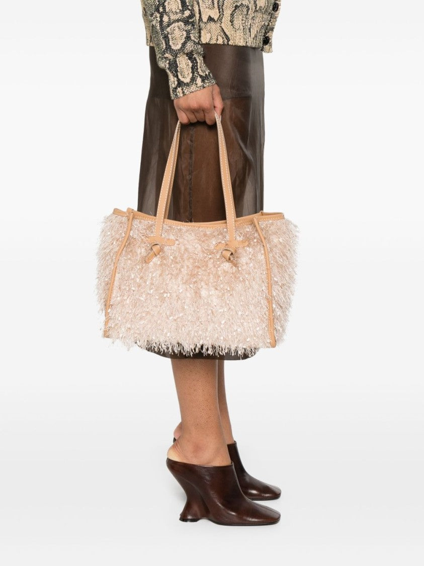 Gianni Chiarini Textured Pink Shopper Bag With Fluffy Exterior