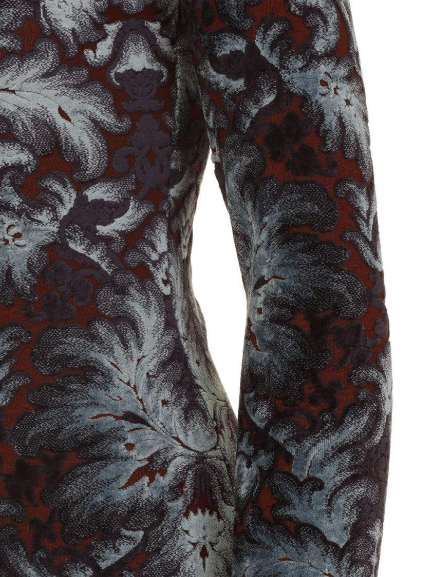 Etro Jacquard Chenille Blue Midi Sheath Dress