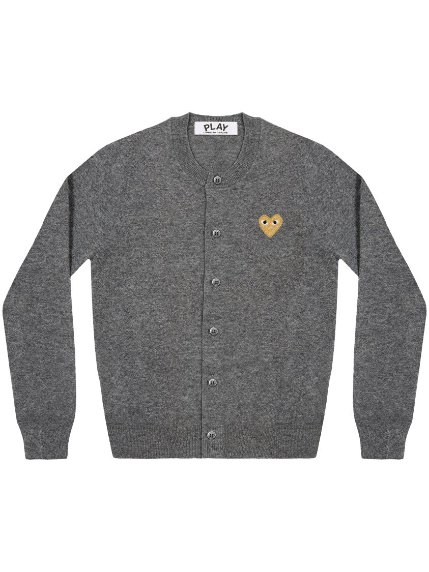 Comme Des Garçons Round-Neck Cardigan Sweater With Gold Emblem