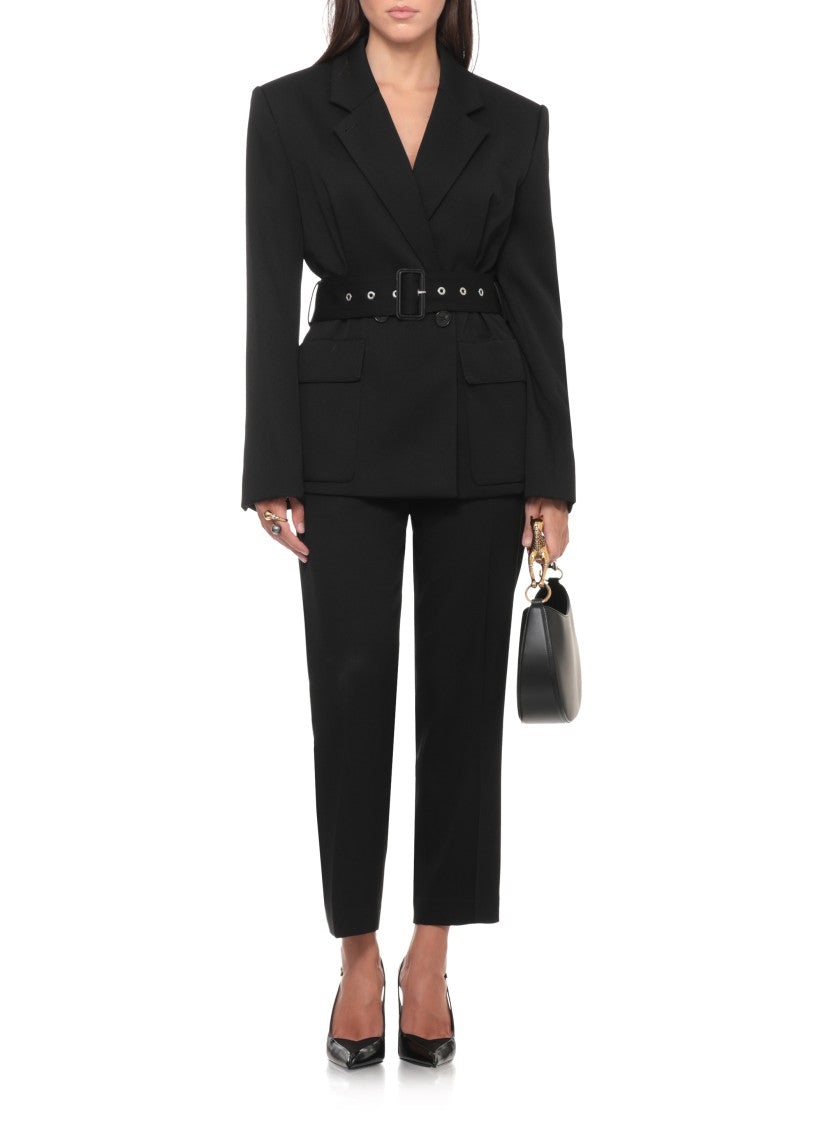 Lanvin Double-Breasted Black Jacket With Peak Lapel And Waist Belt