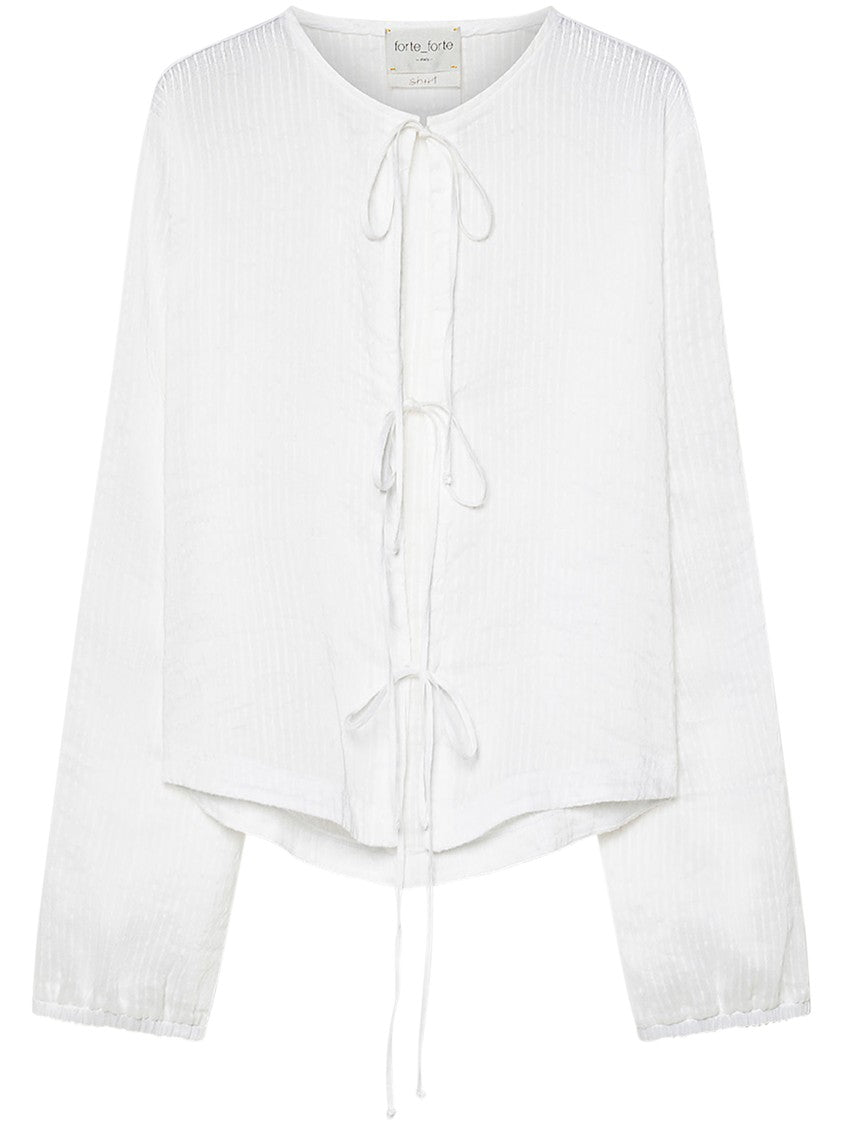 Forte Forte Lightweight Pinstriped Silk-Linen Voile Shirt