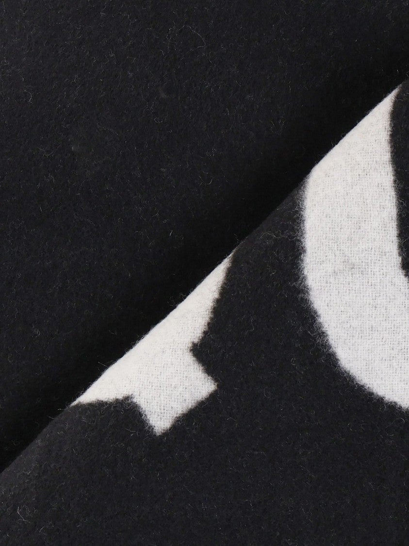 Jacquemus Black Bold Text Pattern Fringed Scarf