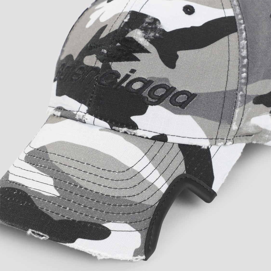 Balenciaga Grey Camouflage Baseball Cap With Embroidered Branding