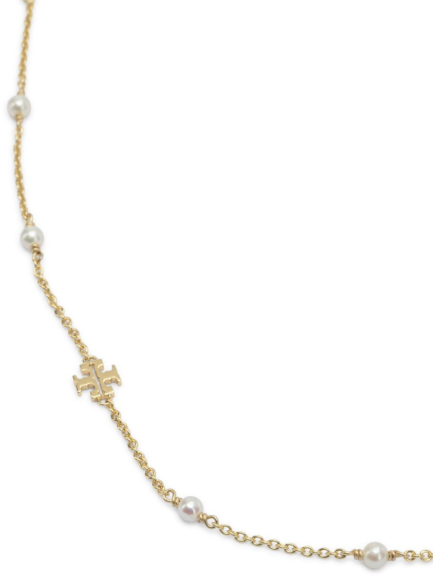 Tory Burch Gold-Toned Necklace With Cultured Pearls