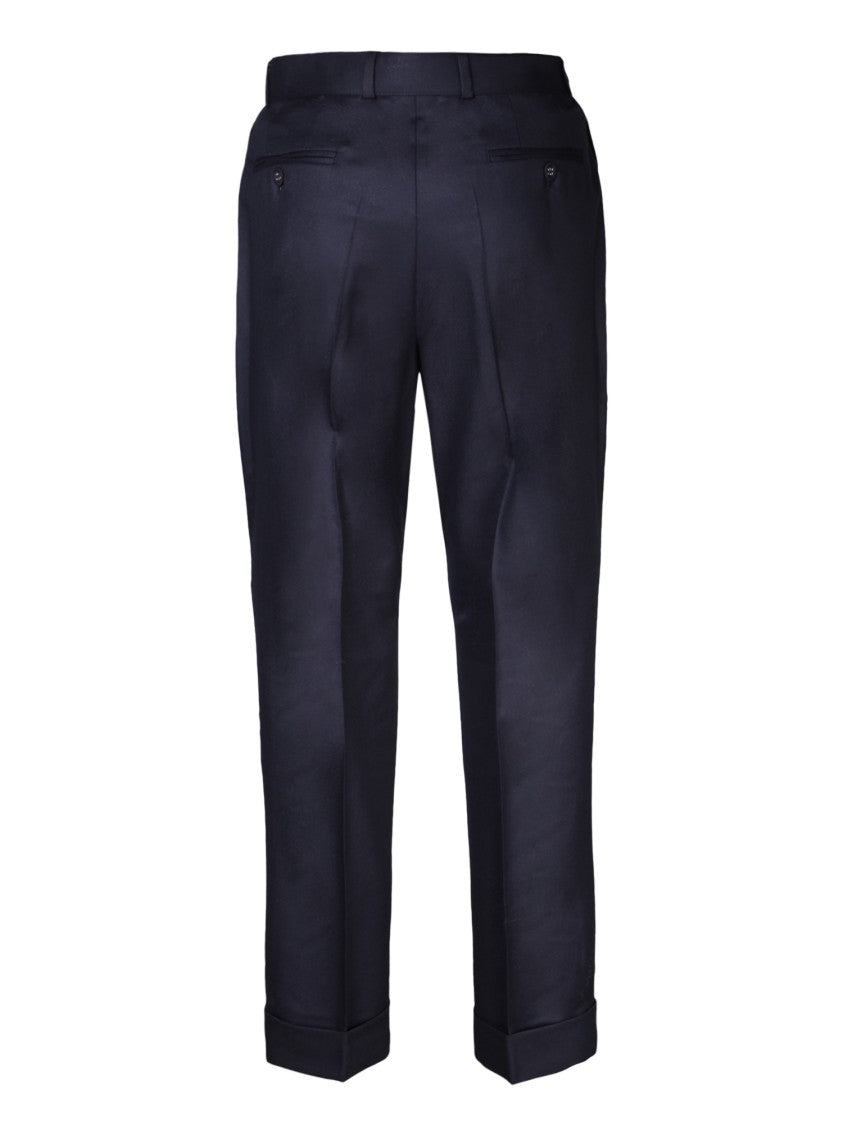 Officine Generale Blue Cotton-Modal Tailored Trousers