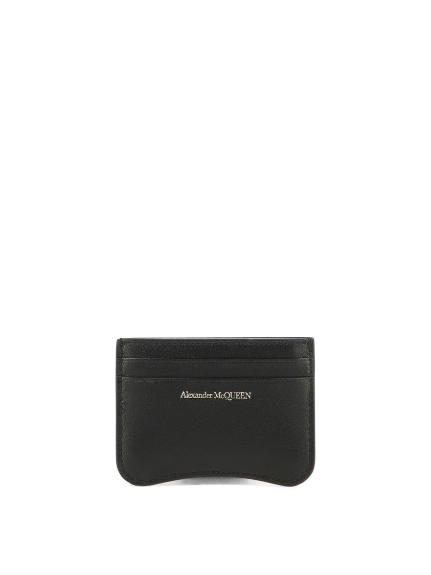Alexander Mcqueen Black Leather Wallet With Design