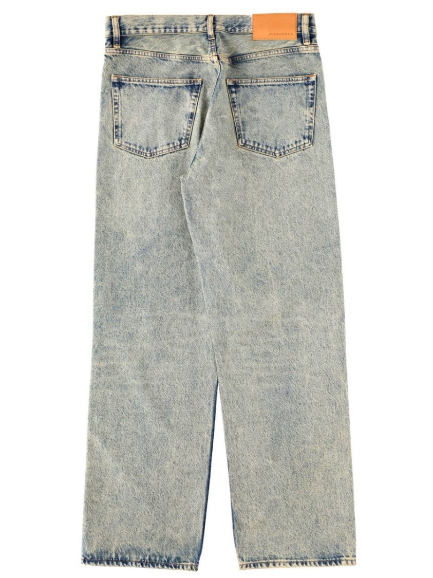 Sunflower Faded Wash Cotton Wide Jeans