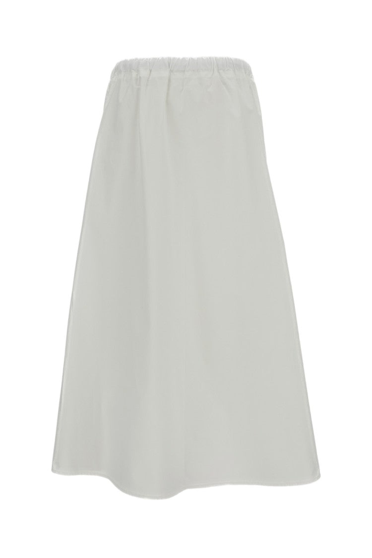 Meta Campania White Flared Long Cotton Maxi Skirt