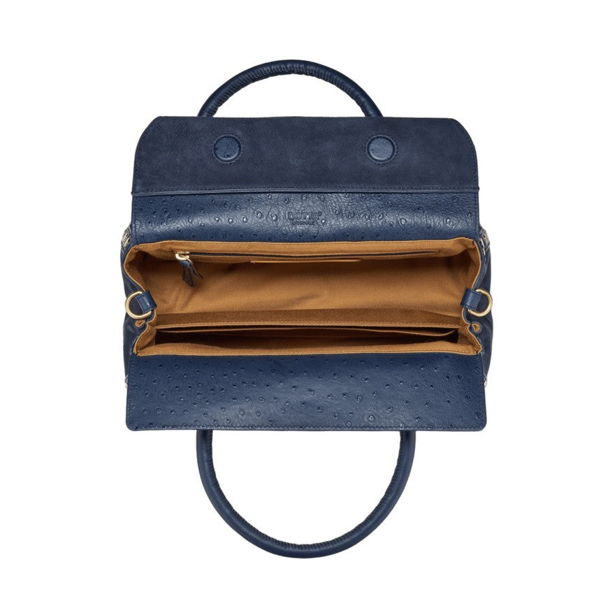 Zanellato Blue Leather Roll-Top Handbag