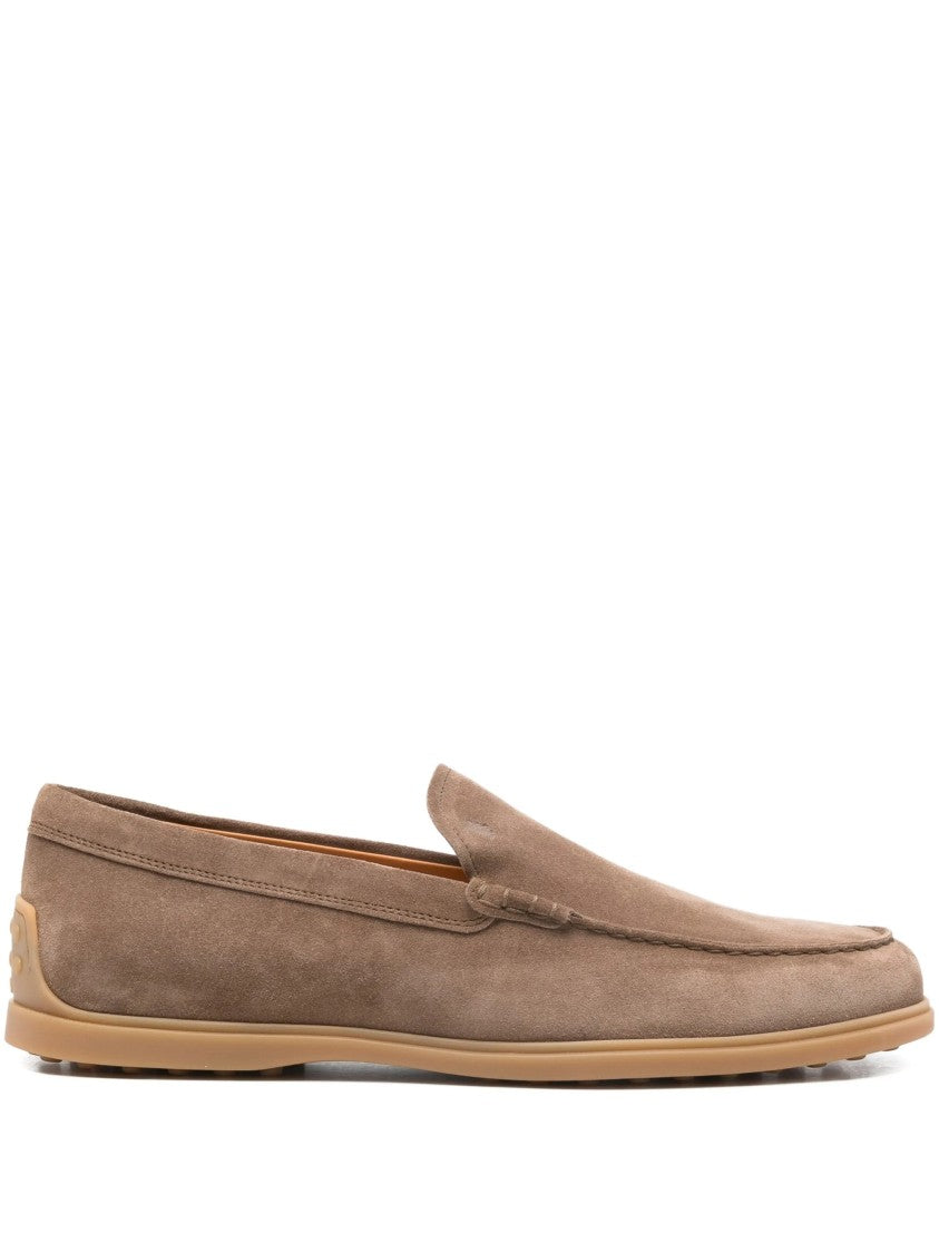Tod's Taupe Calzature Suede Rounded Toe Loafers