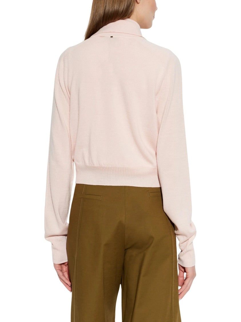 Sportmax Light Pink Lirica Cropped Gold Button Cardigan