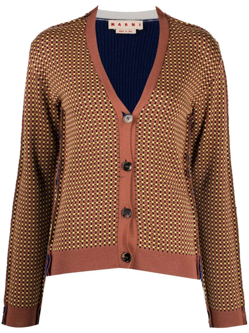 Marni Graphic-Print V-Neck Cardigan