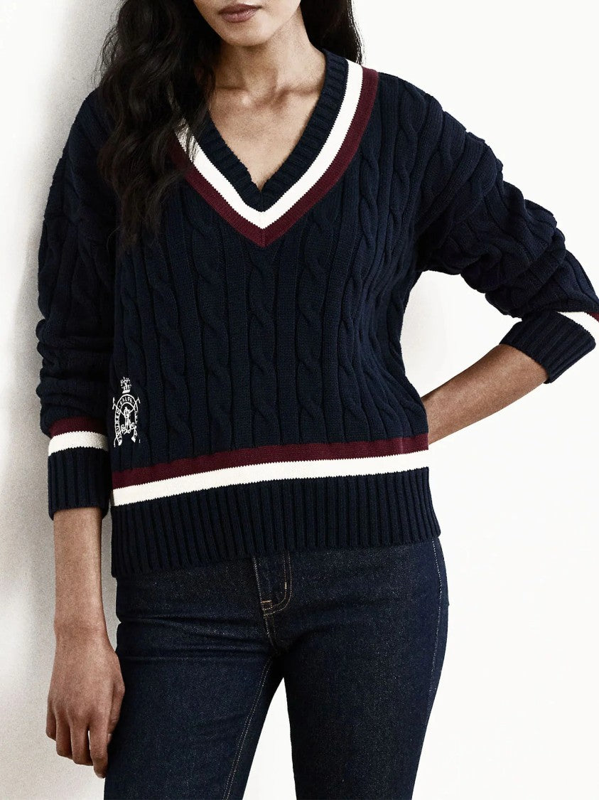 Lauren Ralph Lauren Blue Gassed Cotton Pullover Sweater