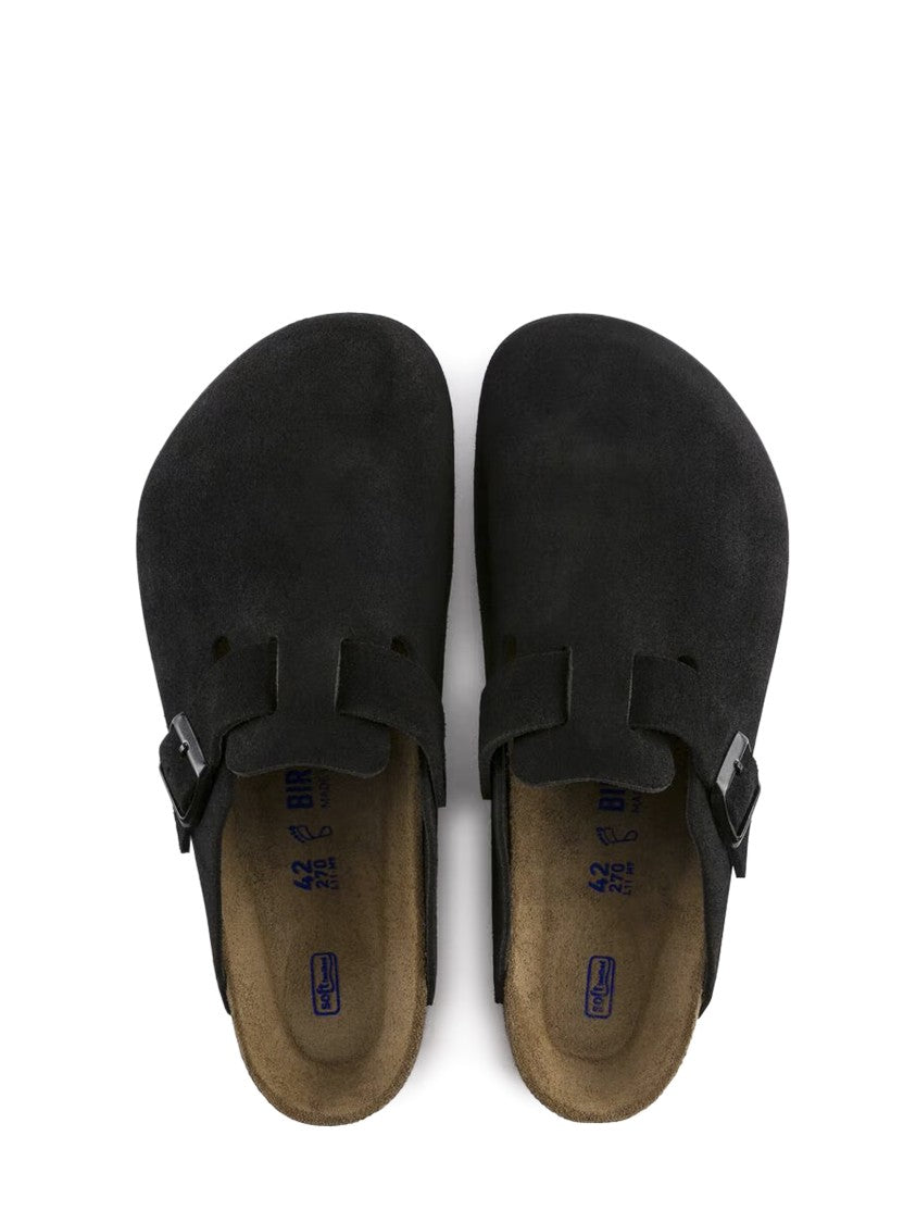 Birkenstock Closed-Toe Black Flat Shoes With Adjustable Buckle And Contoured Footbed