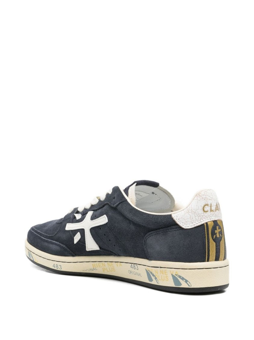 Premiata Navy Blue Low-Top Sneakers With Distinctive Logo