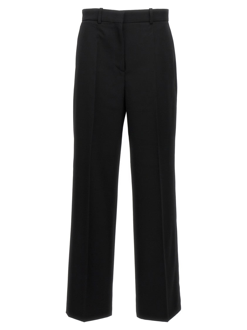 Lanvin Wide Leg Wool Trousers With Central Pleat