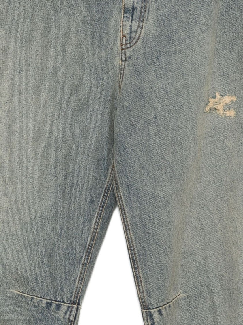 Nine In The Morning Cropped Blue Denim Trousers With Vintage-Inspired Design