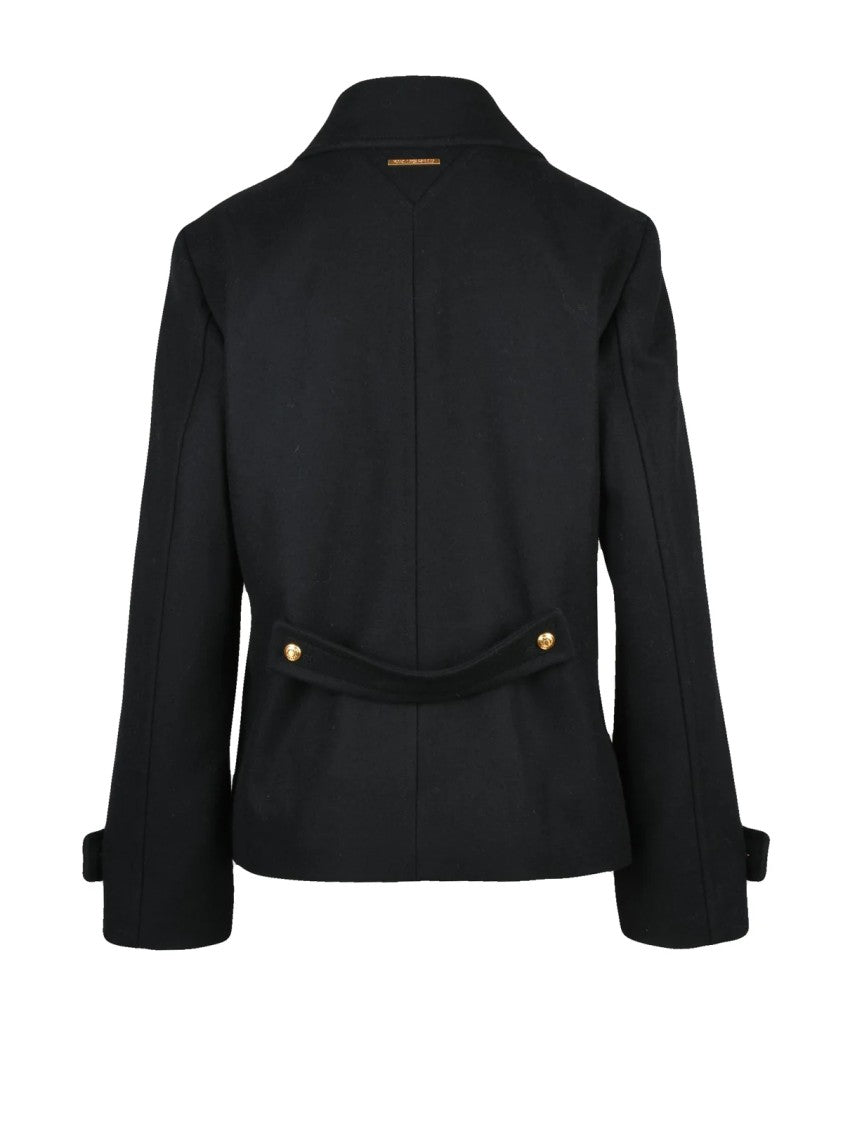 Karl Lagerfeld Black Polyester-Blend Double-Breasted Coat